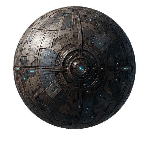 Cartographer artificial world with a segmented metal surface