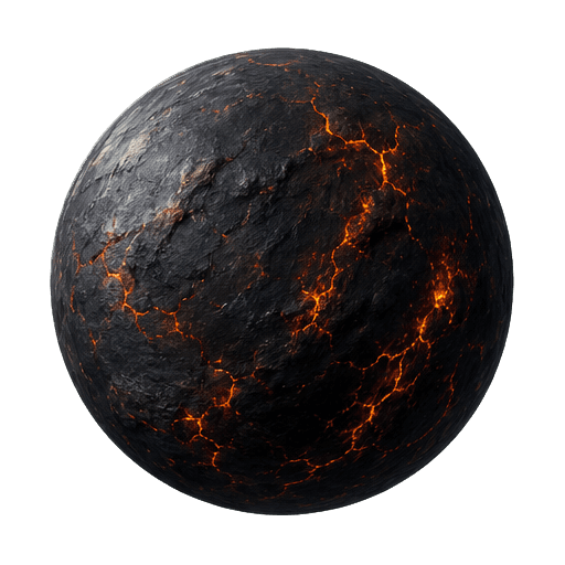 Black volcanic world split by narrow lava channels